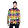 Rainbow Plaid LGBT Pride Print Pattern Baseball Jacket-grizzshop