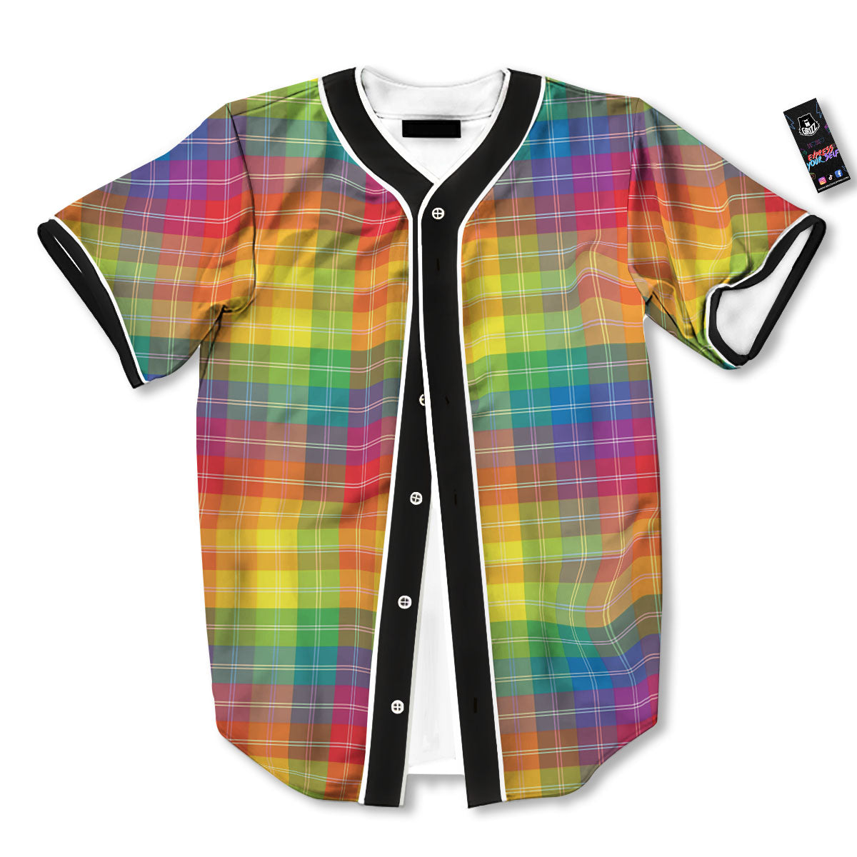 Rainbow Plaid LGBT Pride Print Pattern Baseball Jersey-grizzshop