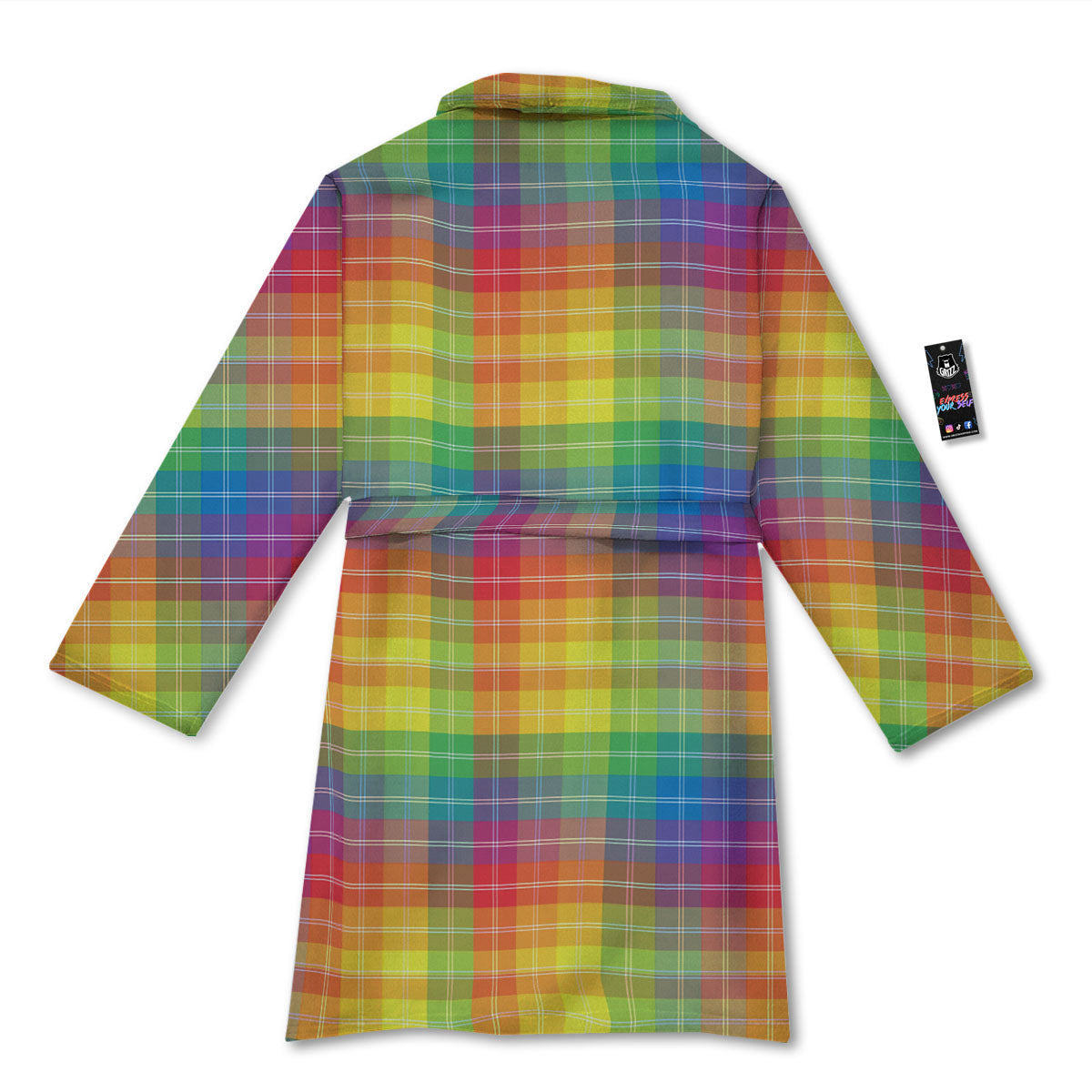 Rainbow Plaid LGBT Pride Print Pattern Bathrobe-grizzshop