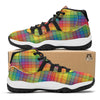 Rainbow Plaid LGBT Pride Print Pattern Black Bball Shoes-grizzshop