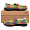 Rainbow Plaid LGBT Pride Print Pattern Black Loafers-grizzshop