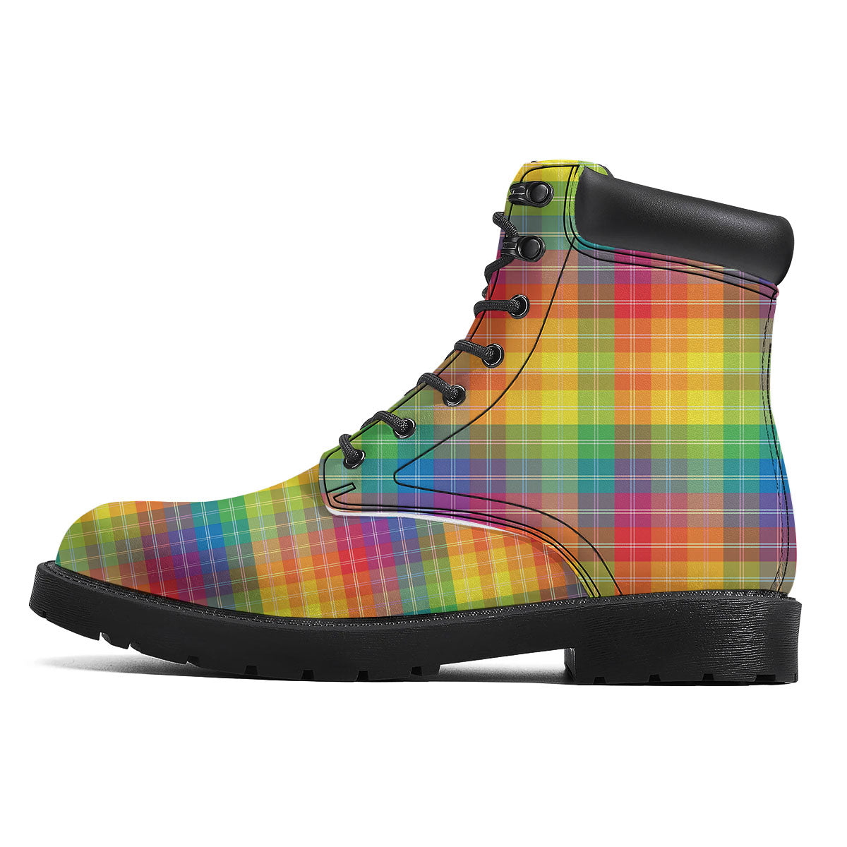 Rainbow Plaid LGBT Pride Print Pattern Boots-grizzshop