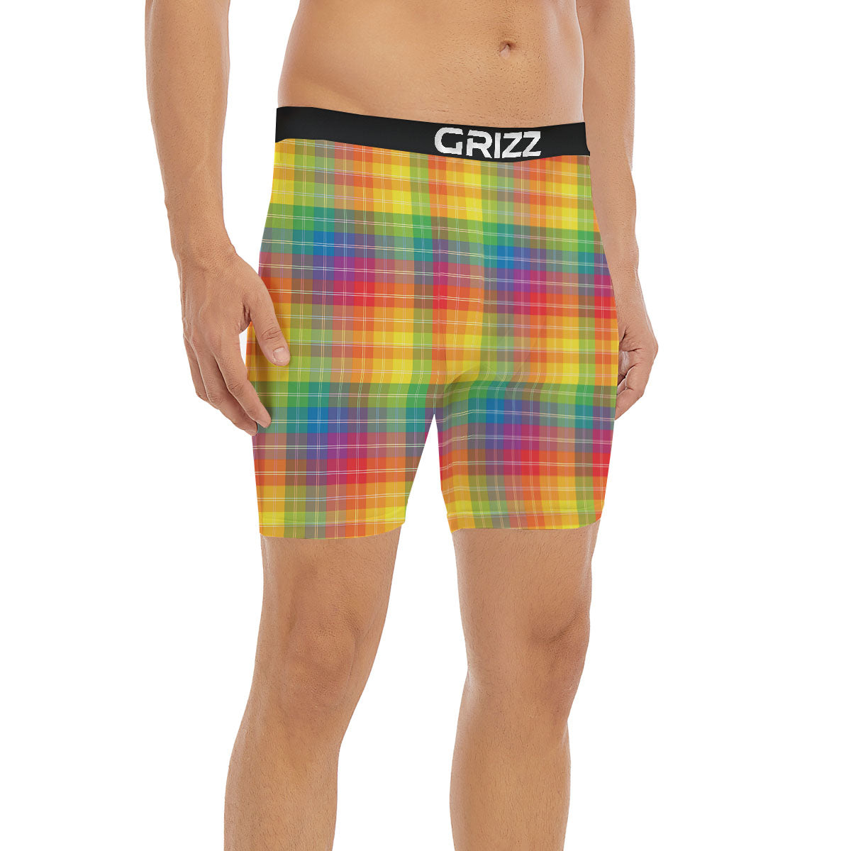 Rainbow Plaid LGBT Pride Print Pattern Boxer Briefs-grizzshop