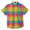 Rainbow Plaid LGBT Pride Print Pattern Button Up Shirt-grizzshop