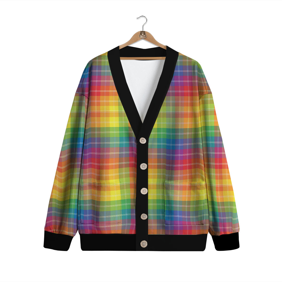 Rainbow Plaid LGBT Pride Print Pattern Cardigan-grizzshop