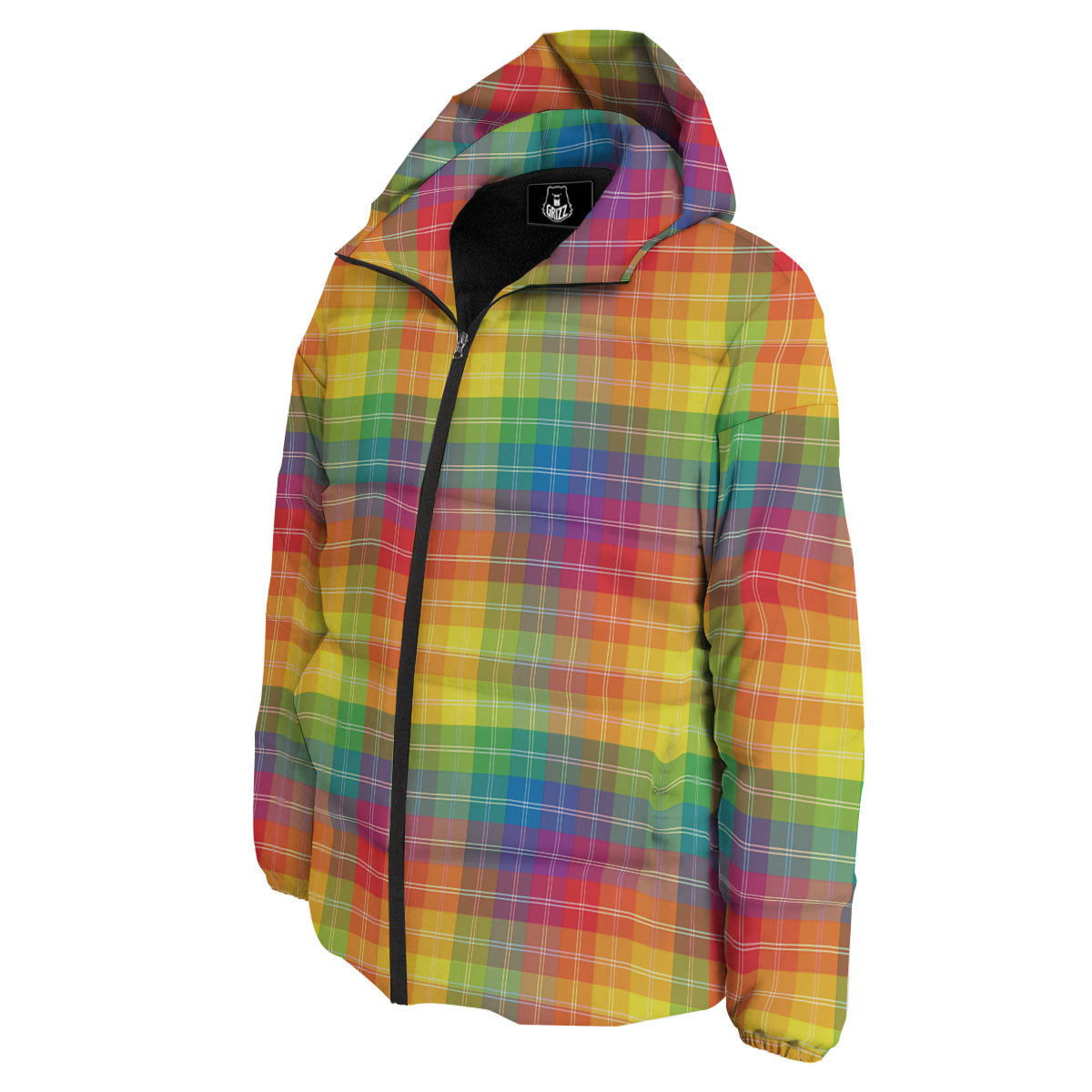 Rainbow Plaid LGBT Pride Print Pattern Down Jacket-grizzshop