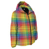 Rainbow Plaid LGBT Pride Print Pattern Down Jacket-grizzshop