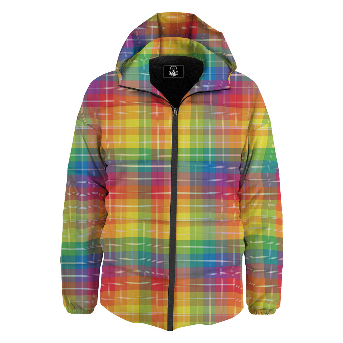 Rainbow Plaid LGBT Pride Print Pattern Down Jacket-grizzshop