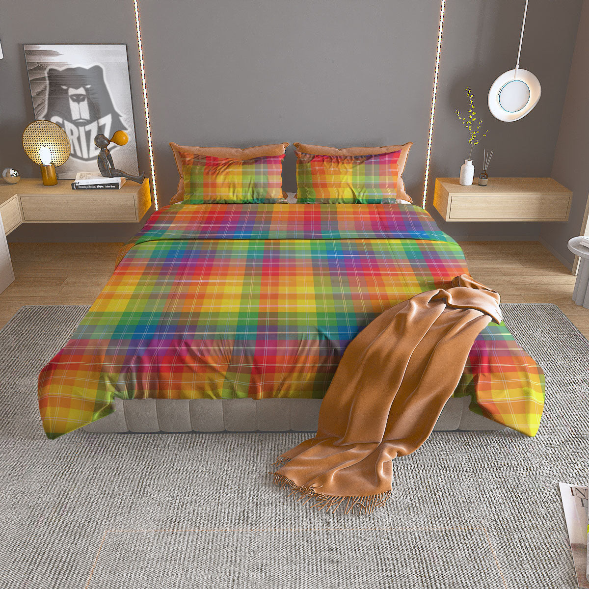 Rainbow Plaid LGBT Pride Print Pattern Duvet Cover Bedding Set