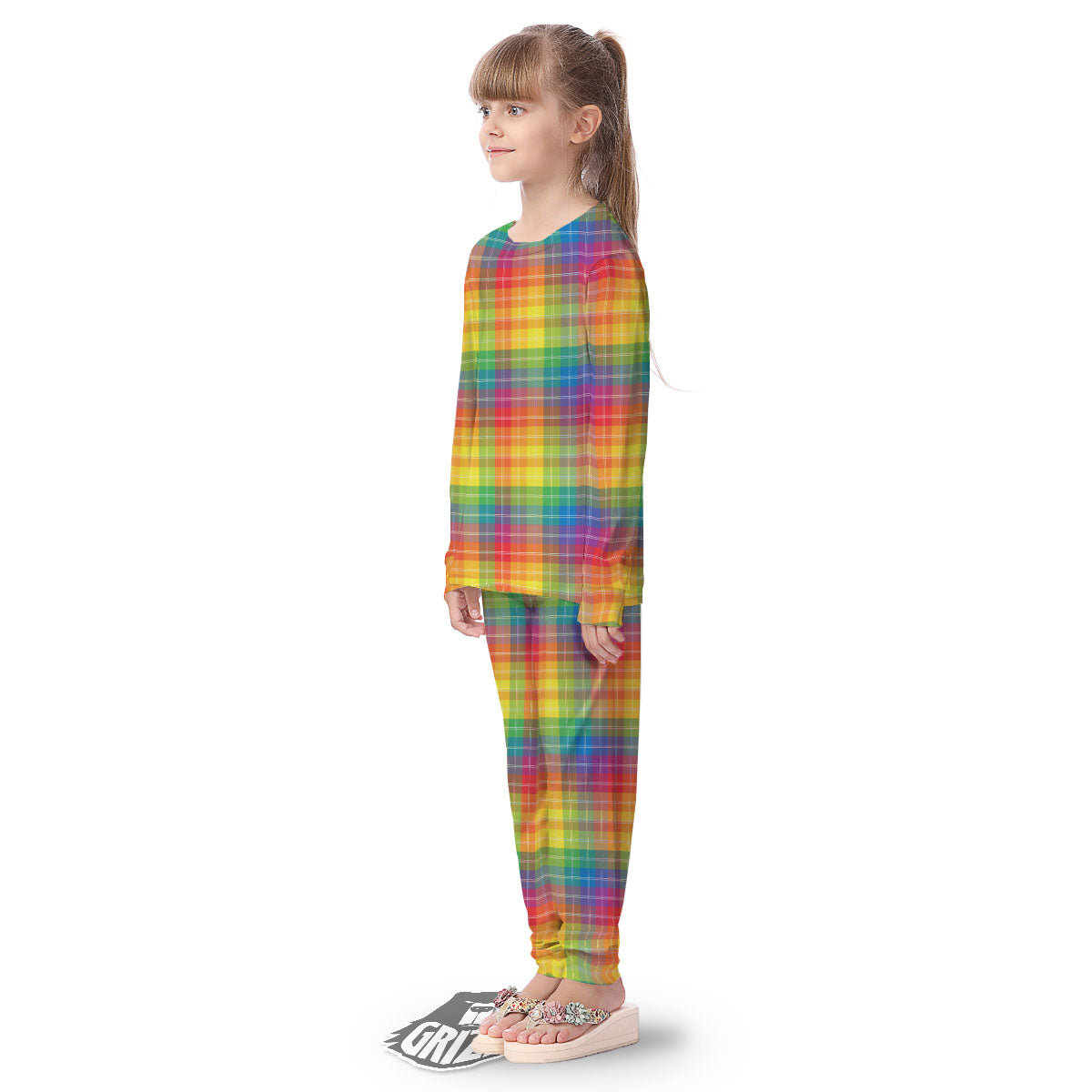 Rainbow Plaid LGBT Pride Print Pattern Kid's Pajamas-grizzshop