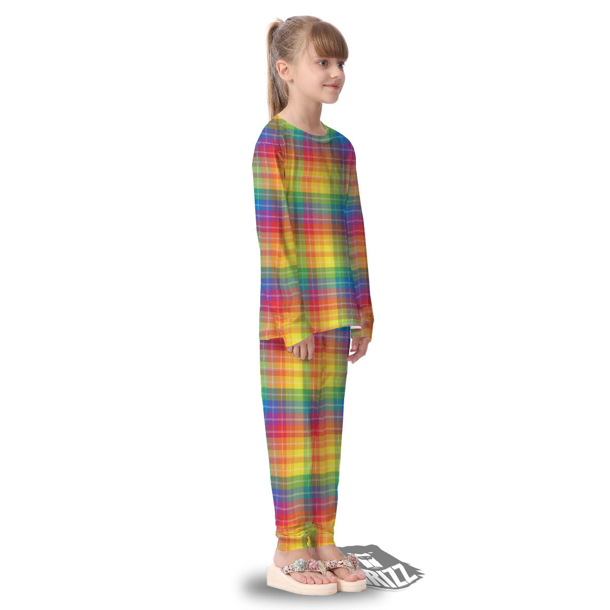 Rainbow Plaid LGBT Pride Print Pattern Kid's Pajamas-grizzshop