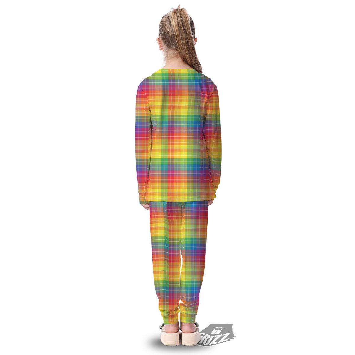 Rainbow Plaid LGBT Pride Print Pattern Kid's Pajamas-grizzshop