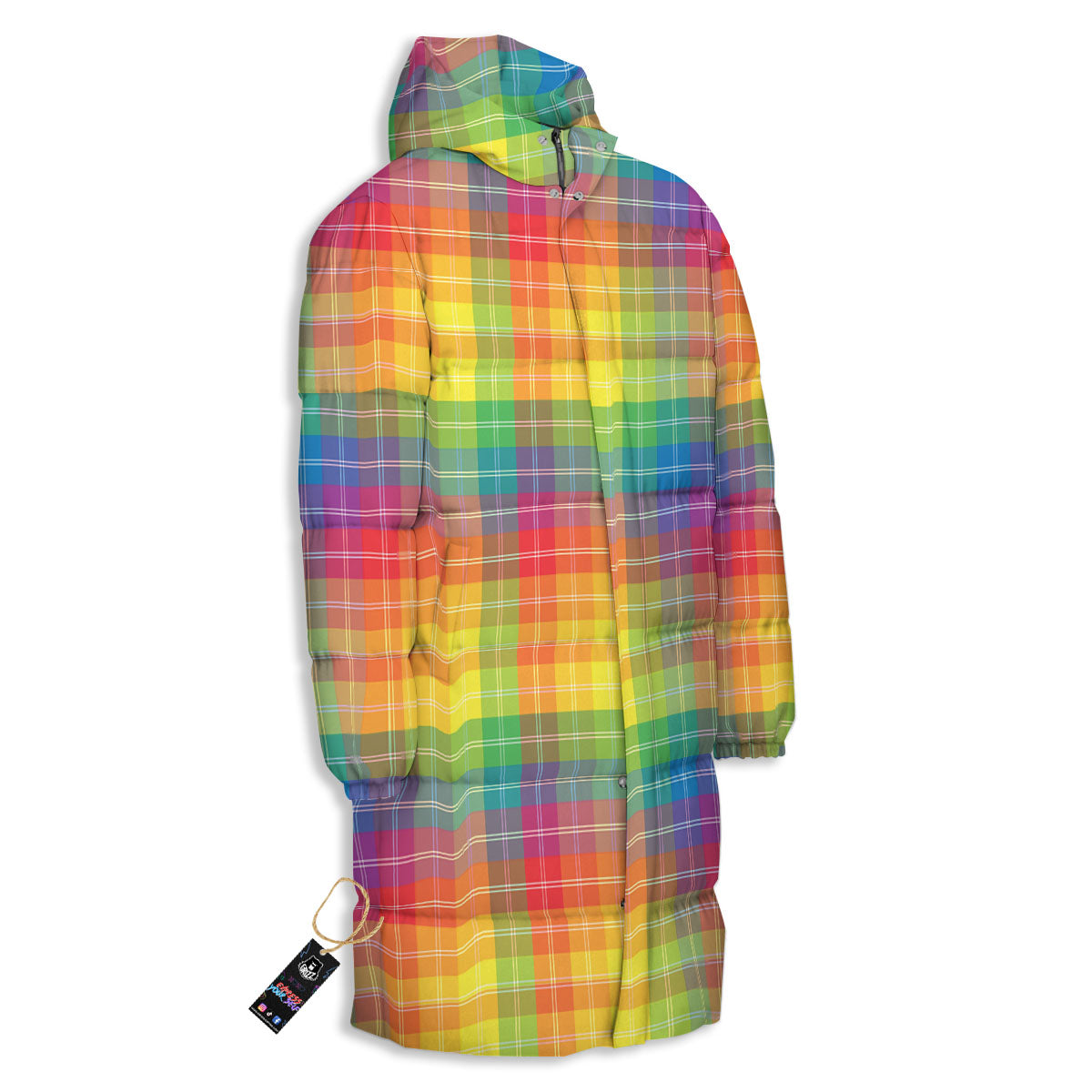 Rainbow Plaid LGBT Pride Print Pattern Long Down Jacket-grizzshop