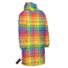 Rainbow Plaid LGBT Pride Print Pattern Long Down Jacket-grizzshop