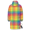 Rainbow Plaid LGBT Pride Print Pattern Long Down Jacket-grizzshop