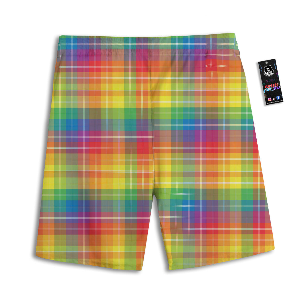 Rainbow Plaid LGBT Pride Print Pattern Men's Athletic Shorts