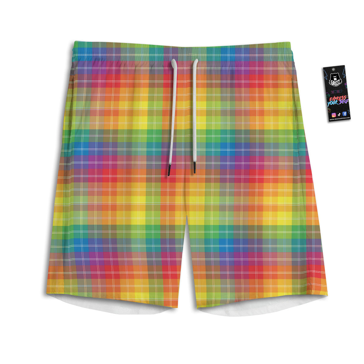 Rainbow Plaid LGBT Pride Print Pattern Men's Athletic Shorts