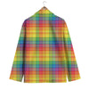 Rainbow Plaid LGBT Pride Print Pattern Men's Blazer-grizzshop