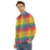 Rainbow Plaid LGBT Pride Print Pattern Men's Dress Shirts-grizzshop