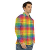 Rainbow Plaid LGBT Pride Print Pattern Men's Dress Shirts-grizzshop