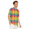 Rainbow Plaid LGBT Pride Print Pattern Men's Golf Shirts-grizzshop