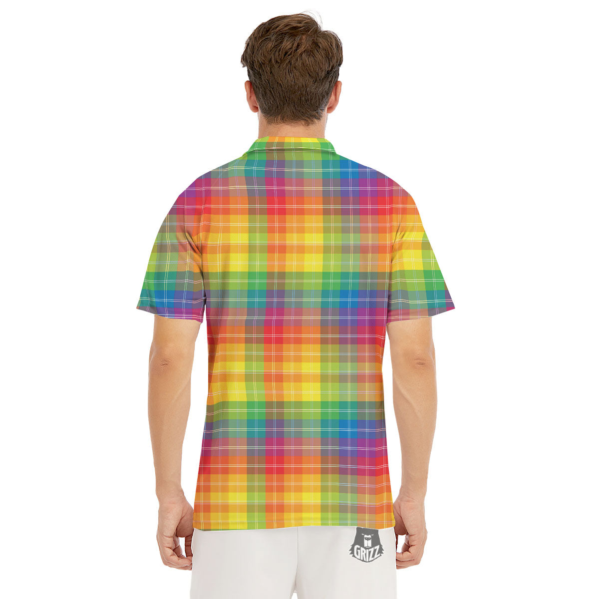 Rainbow Plaid LGBT Pride Print Pattern Men's Golf Shirts-grizzshop