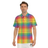 Rainbow Plaid LGBT Pride Print Pattern Men's Golf Shirts-grizzshop