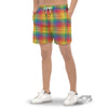 Rainbow Plaid LGBT Pride Print Pattern Men's Gym Shorts-grizzshop