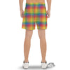 Rainbow Plaid LGBT Pride Print Pattern Men's Gym Shorts-grizzshop