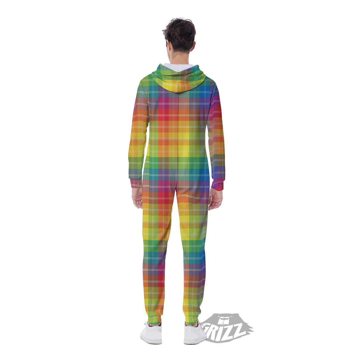Rainbow Plaid LGBT Pride Print Pattern Men's Jumpsuit-grizzshop