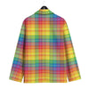 Rainbow Plaid LGBT Pride Print Pattern Men's Sport Coat-grizzshop