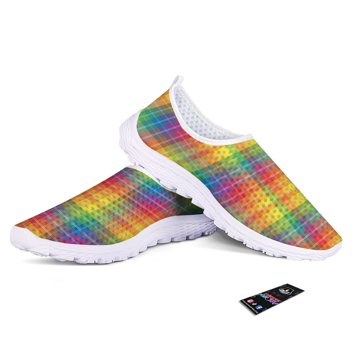 Rainbow Plaid LGBT Pride Print Pattern Nurse Shoes-grizzshop