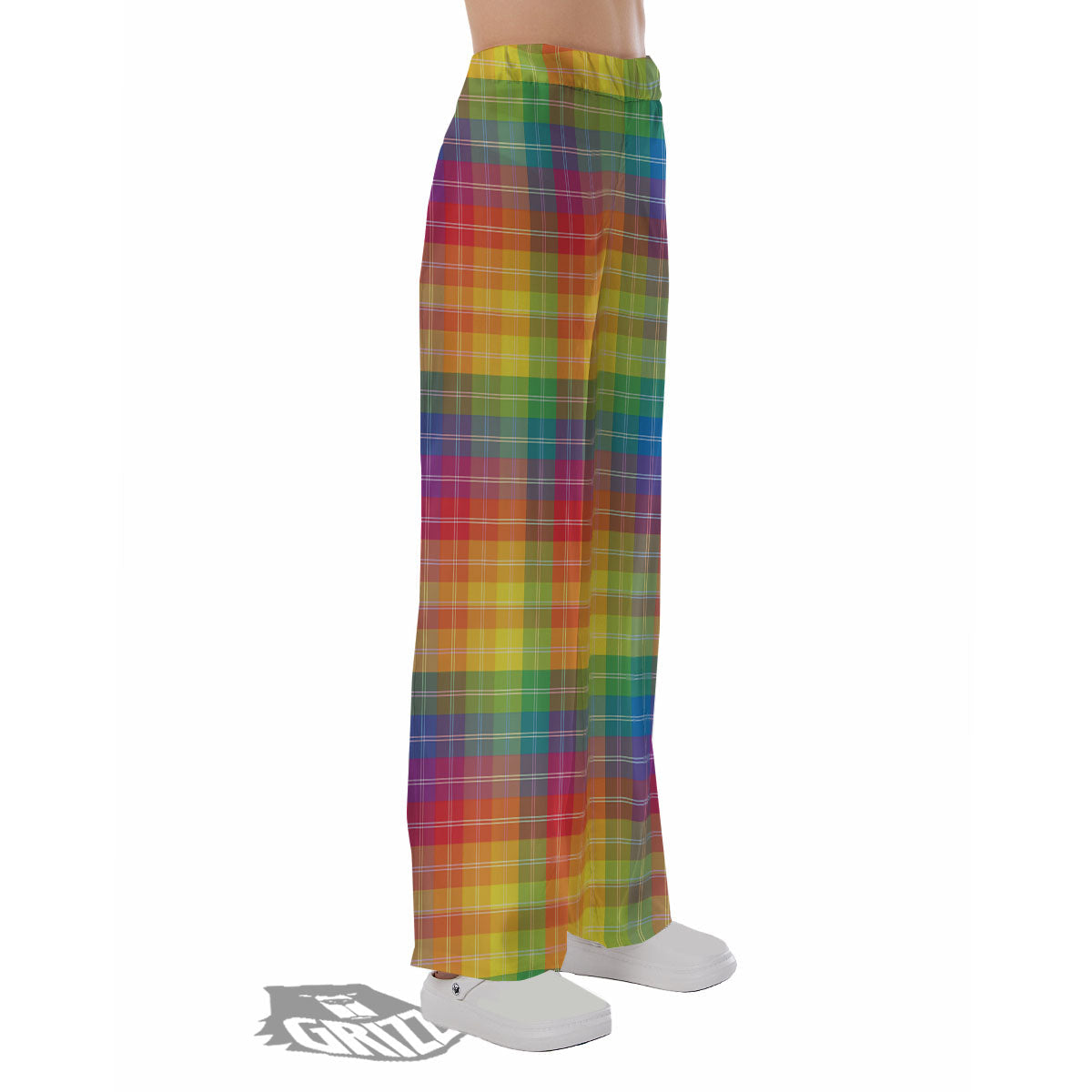 Rainbow Plaid LGBT Pride Print Pattern Pajama Pants-grizzshop