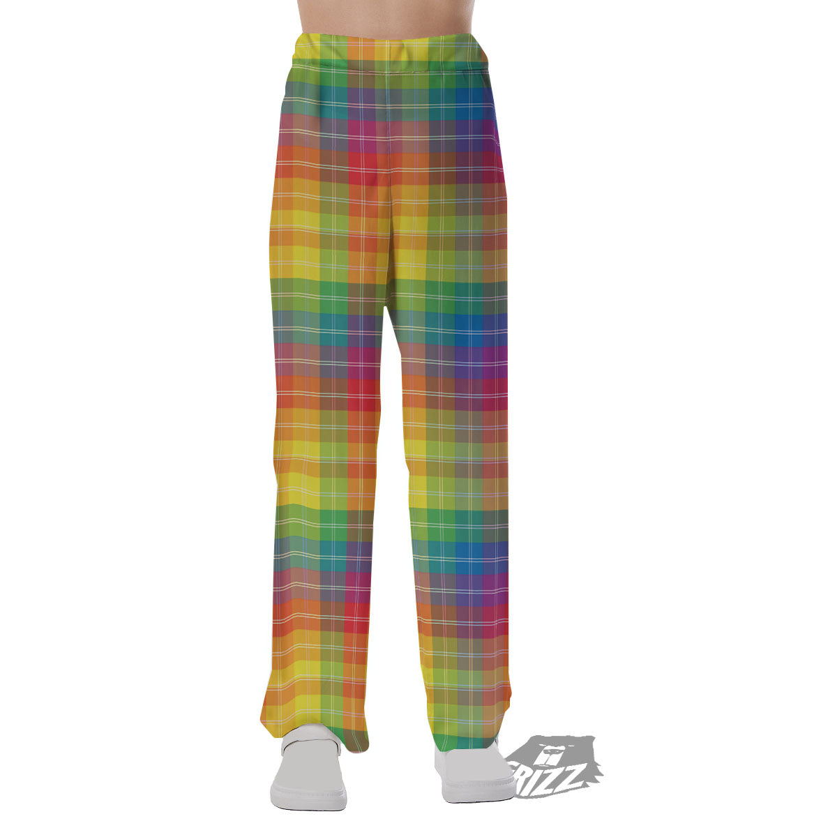 Rainbow Plaid LGBT Pride Print Pattern Pajama Pants-grizzshop