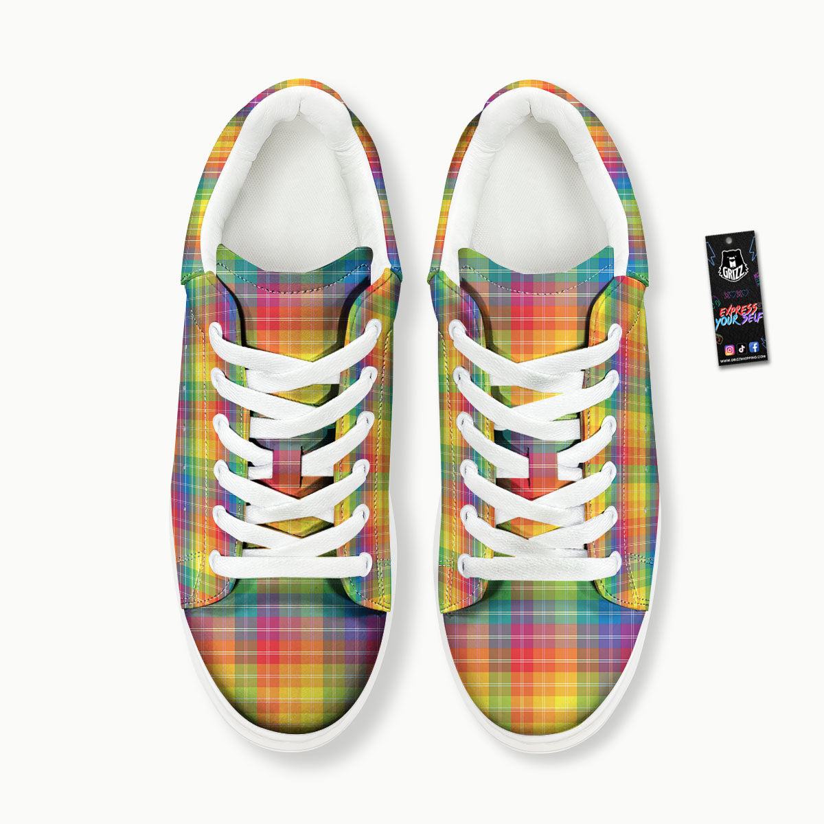 Rainbow Plaid LGBT Pride Print Pattern Platform Shoes-grizzshop