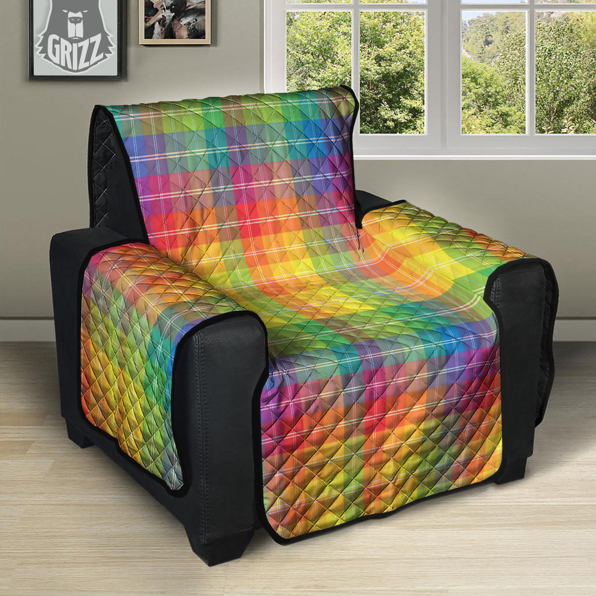 Rainbow Plaid LGBT Pride Print Pattern Recliner Protector-grizzshop