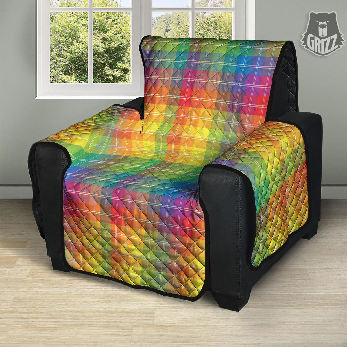 Rainbow Plaid LGBT Pride Print Pattern Recliner Protector-grizzshop