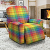 Rainbow Plaid LGBT Pride Print Pattern Recliner Slipcover-grizzshop