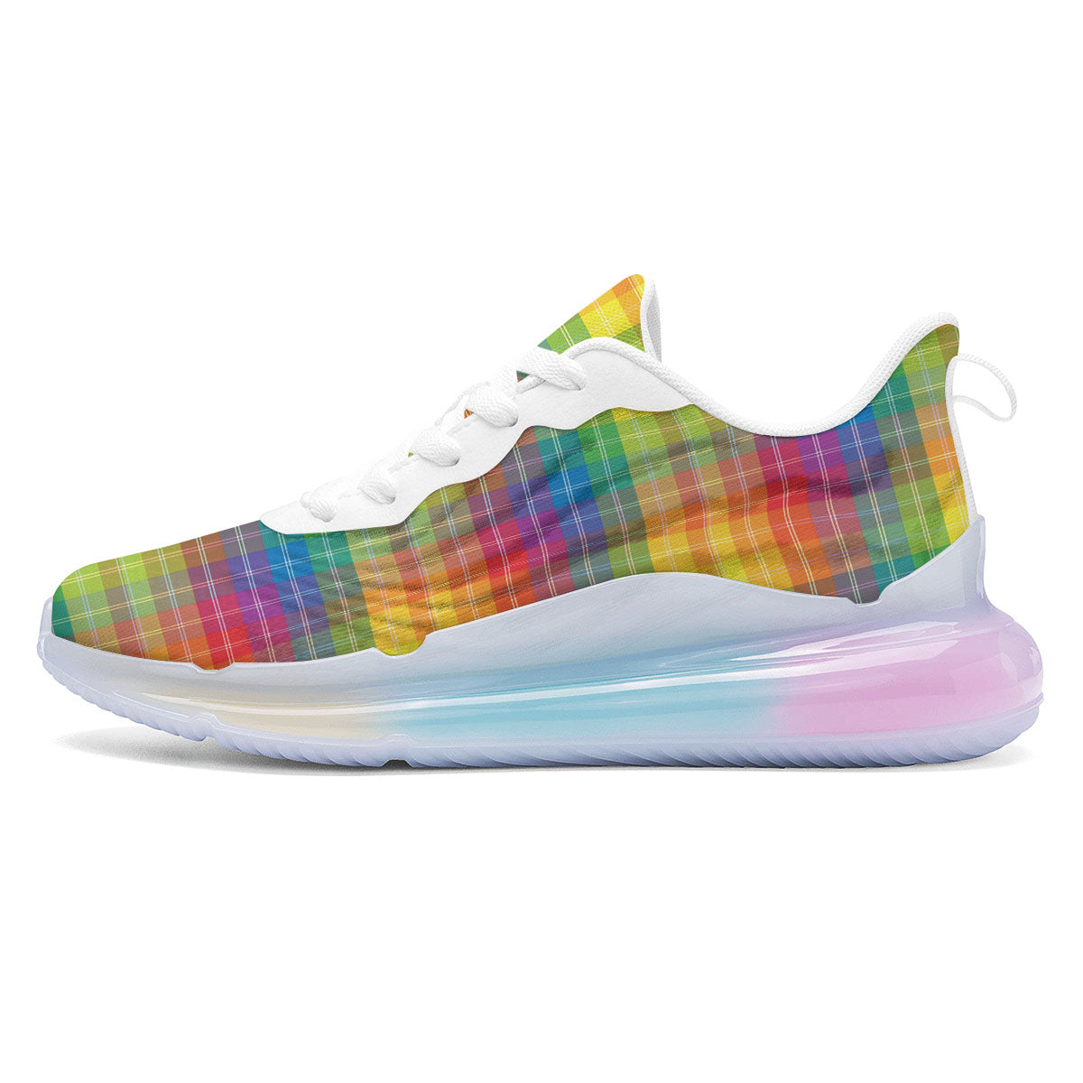 Rainbow Plaid LGBT Pride Print Pattern Running Sneakers-grizzshop