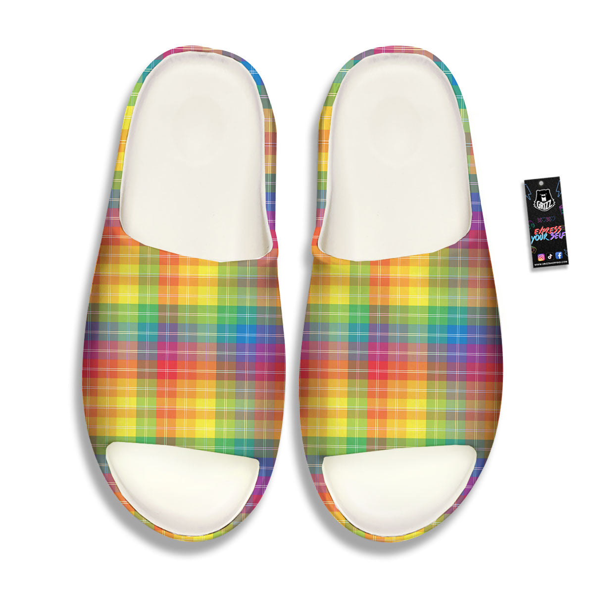 Rainbow Plaid LGBT Pride Print Pattern Sandals-grizzshop