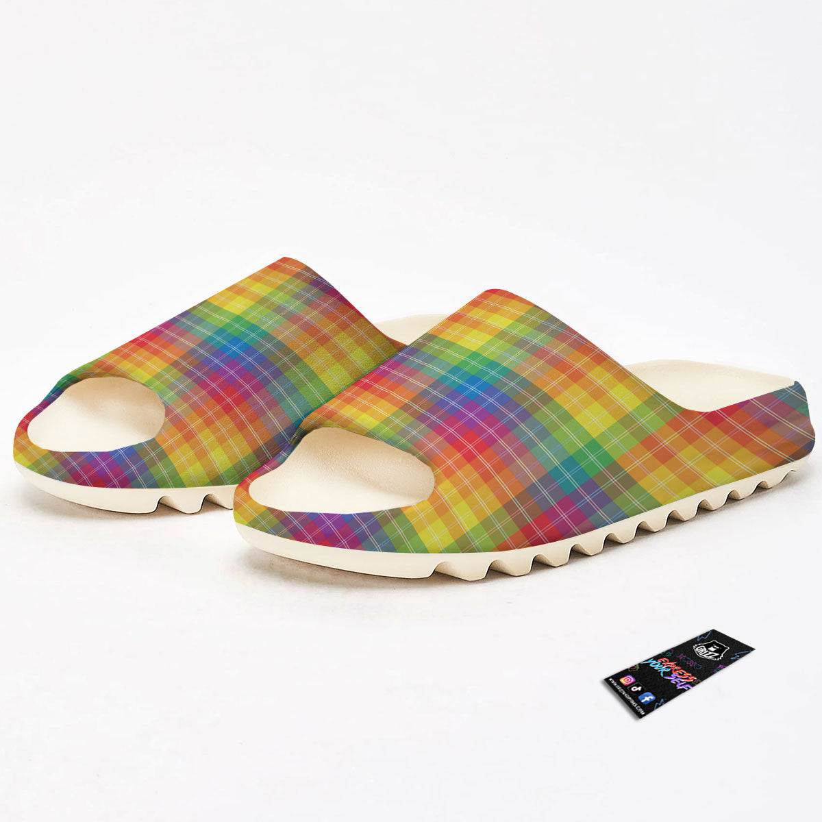 Rainbow Plaid LGBT Pride Print Pattern Sandals-grizzshop