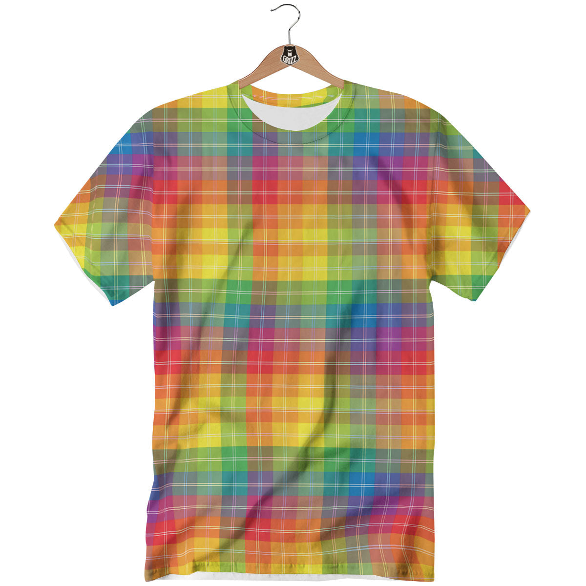 Rainbow Plaid LGBT Pride Print Pattern T-Shirt-grizzshop