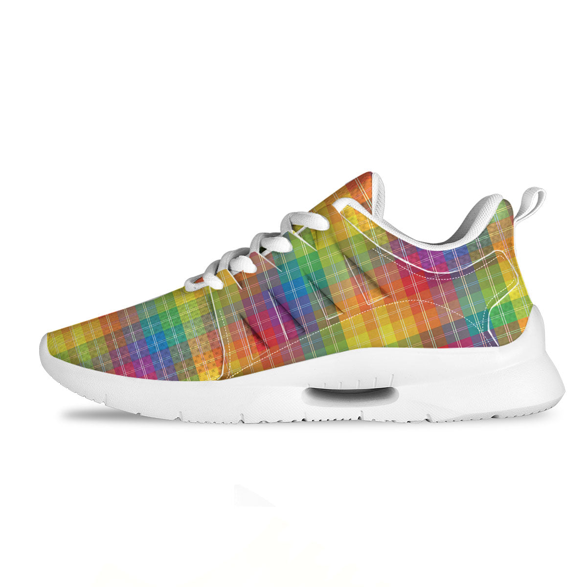 Rainbow Plaid LGBT Pride Print Pattern Tennis Shoes-grizzshop