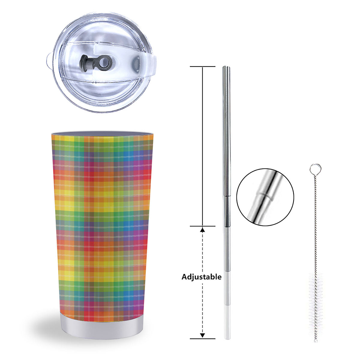 Rainbow Plaid LGBT Pride Print Pattern Tumbler-grizzshop