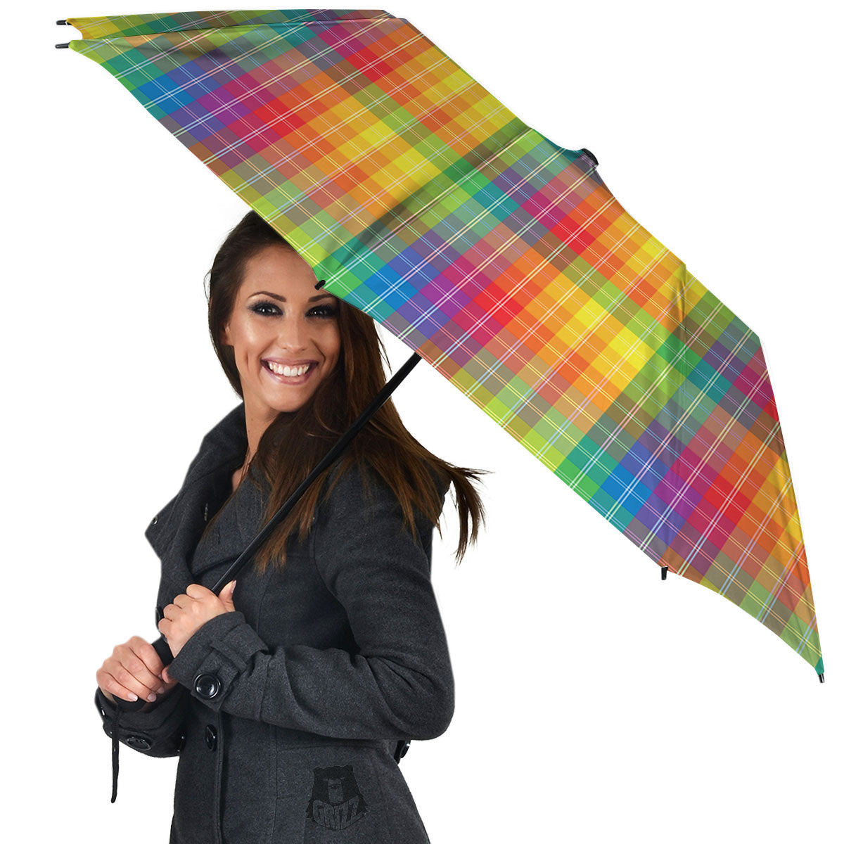 Rainbow Plaid LGBT Pride Print Pattern Umbrella-grizzshop