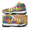 Rainbow Plaid LGBT Pride Print Pattern White Bball Shoes-grizzshop