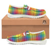 Rainbow Plaid LGBT Pride Print Pattern White Loafers-grizzshop