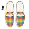 Rainbow Plaid LGBT Pride Print Pattern White Loafers-grizzshop