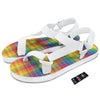 Rainbow Plaid LGBT Pride Print Pattern White Open Toe Sandals-grizzshop