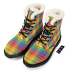 Rainbow Plaid LGBT Pride Print Pattern Winter Boots-grizzshop